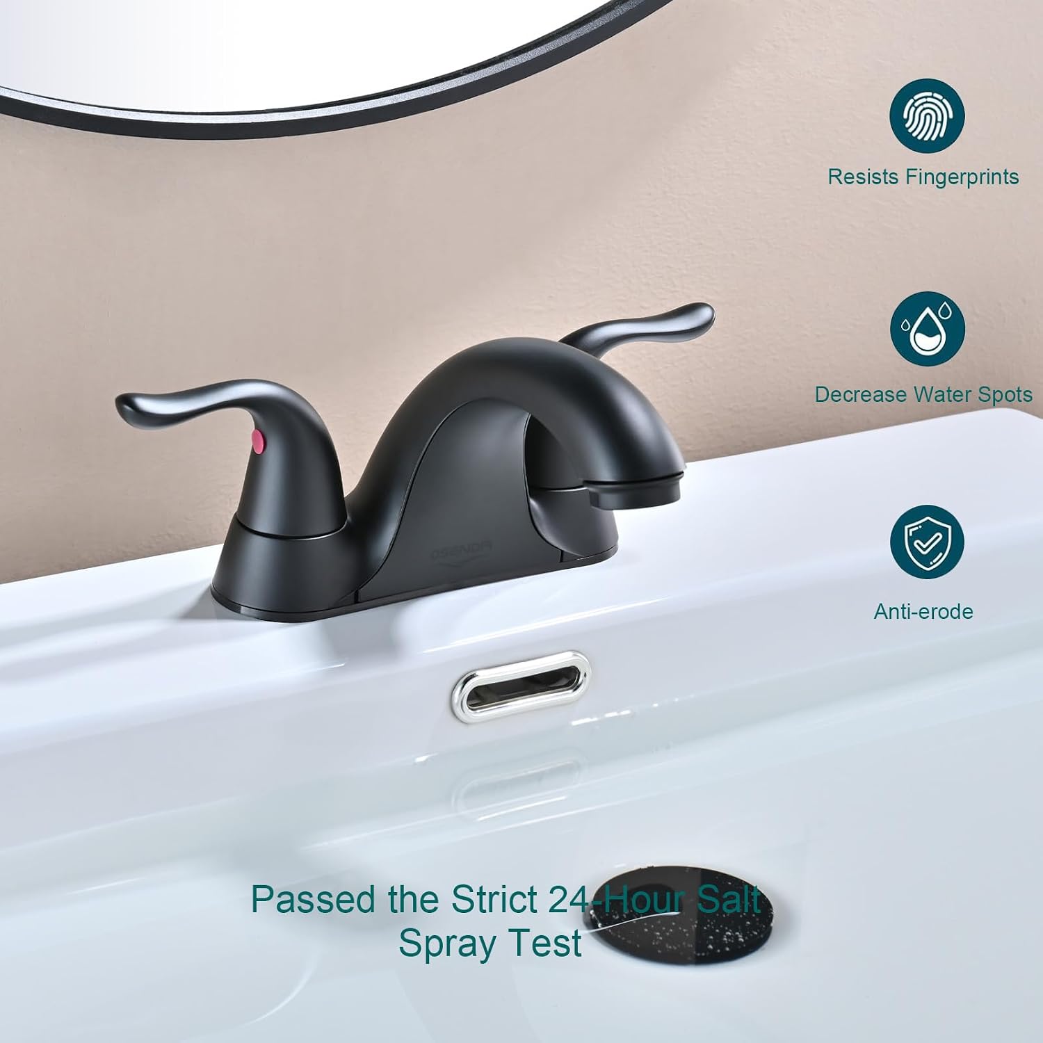 Matte Black Bathroom Faucet 3 Hole 4 Inch for Sink 4'' Two Handle Centerset RV Vanity Faucet with Pop-up Drain, Made of Heavy-Duty Thickened Zinc and Metal (Black)