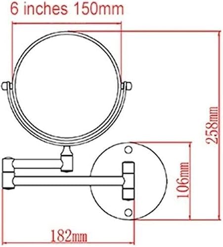 Miniatura 7 de DHAEY Cosmetic Vanity Mirror Wall-Mounted Vanity Mirror 6-inch Vanity Mirror Folding Telescopic Double-Sided 7 Times Magnifying Mirror