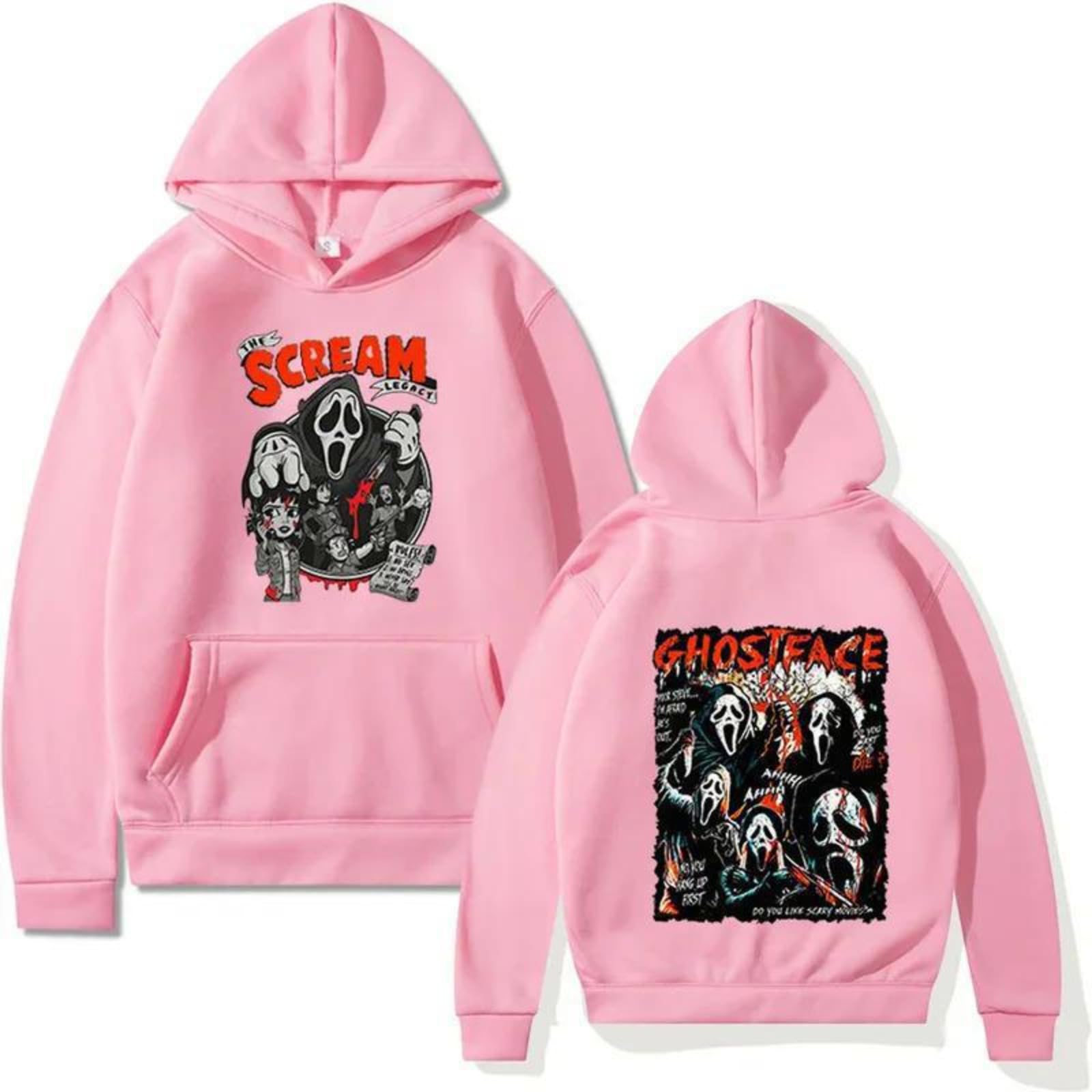 Cutte Unisex Pink Scream Vi Ghostface Hoodie - Halloween Sweatshirt, Official Movie Merchandise (,Xl)