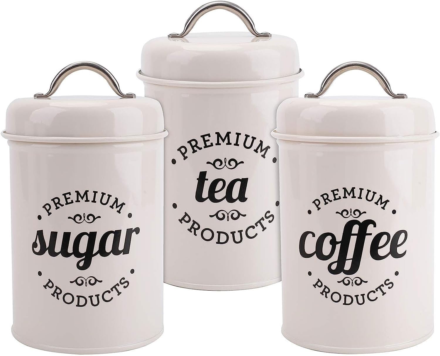Coffee Tea Sugar Canister Set, Set of 3 Airtight Kitchen Canister