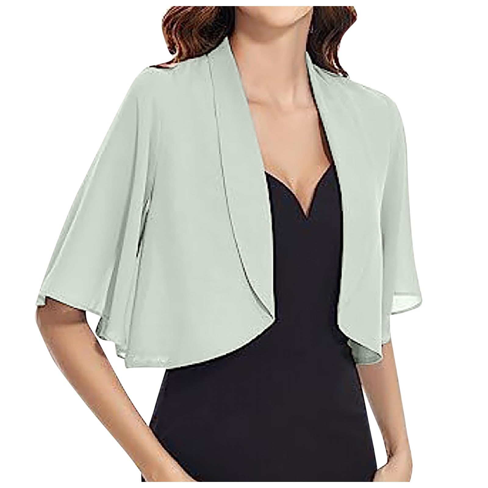 Damen Bolero Aus Chiffon - Elegante Strickjacke Kurzarm Für Festliche Anlässe