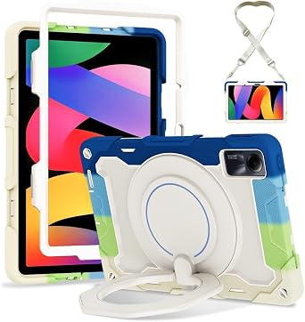 Generic case Compatible with Xiaomi Pad mini Color Colorful Blue Full case Hard Back Hard Silicon Stand Case Cover Strap