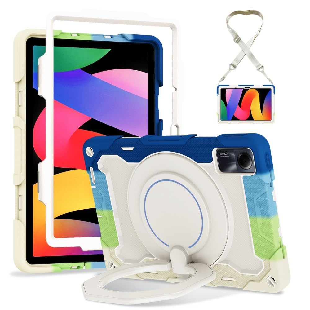 Coque Xiaomi Pad mini silicone rigide bleu coloré protection intégrale support sangle - 8