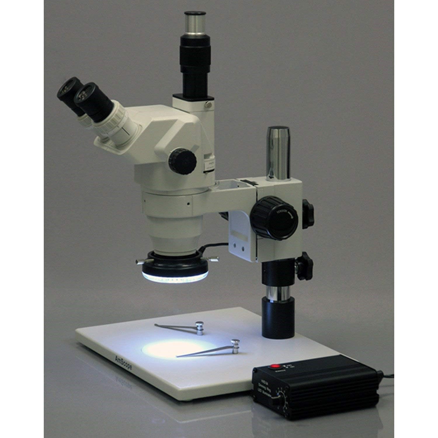 AmScope LED-80MB 80-LED Mikroskop Ringlicht mit Metallgehäuse und Adapter, schwarz