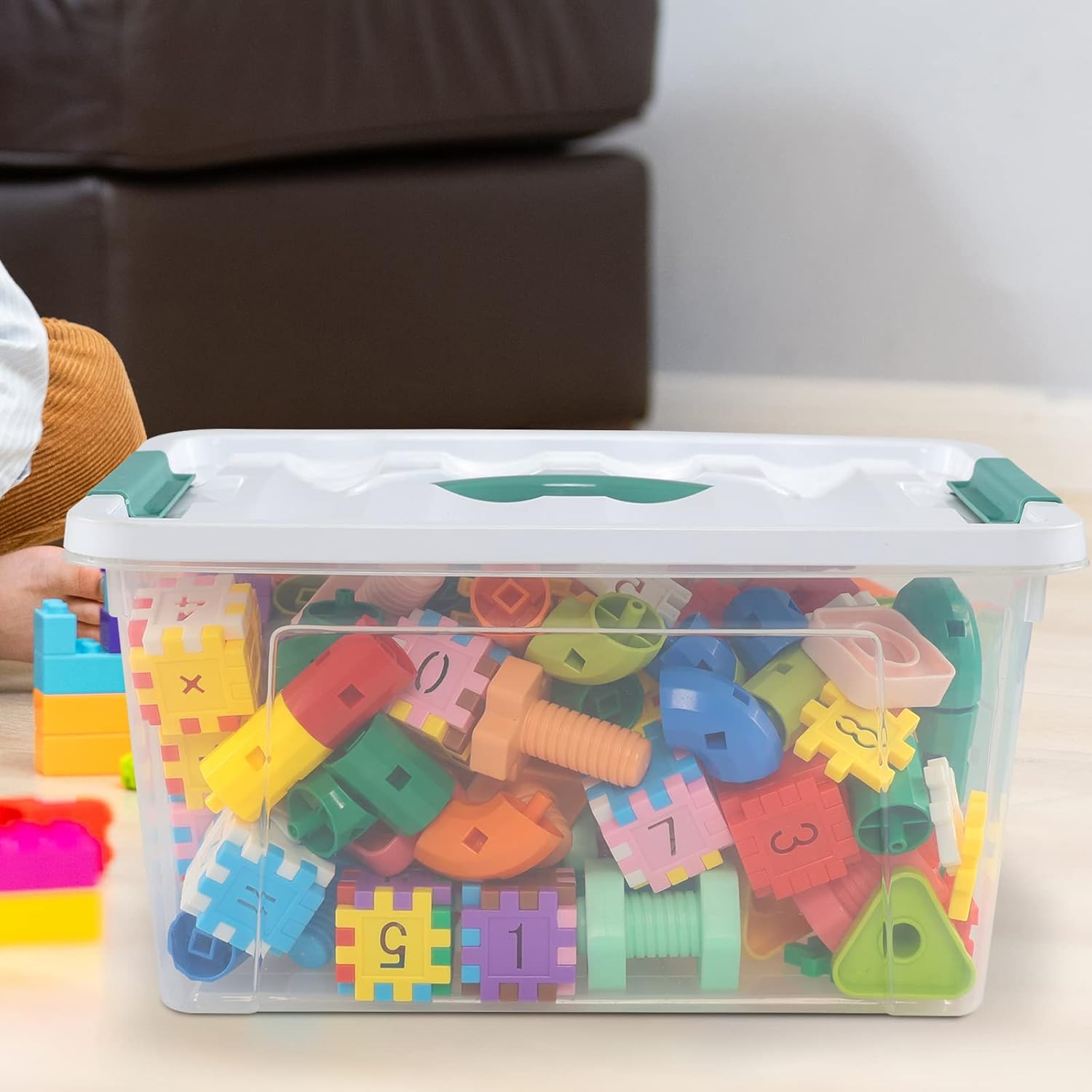 Gainhope 6 Packs 14 L Plastic Stackable Storage Bin Container Box with Latching Lid, Clear Organizer Bins with Handle