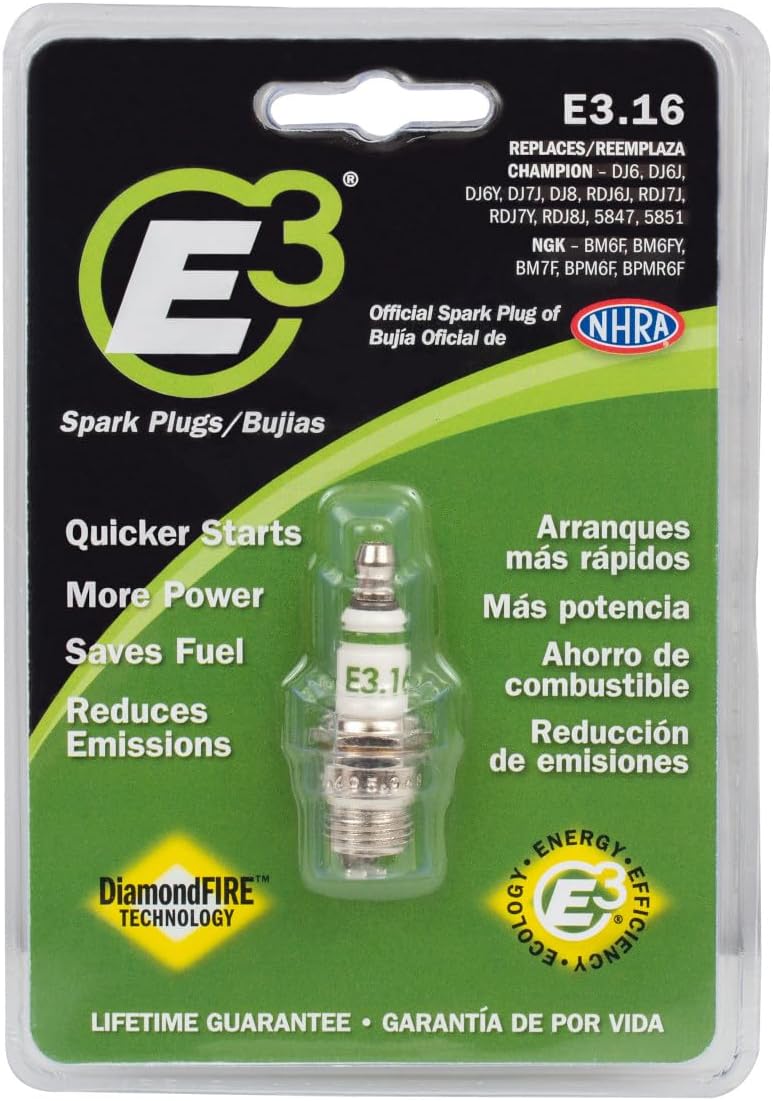 E3 Spark Plugs E3.16 Lawn and Garden Spark Plug with DiamondFIRE Technology, Enhanced Power, Fuel Efficiency, and Emission Control (Pack of 1)