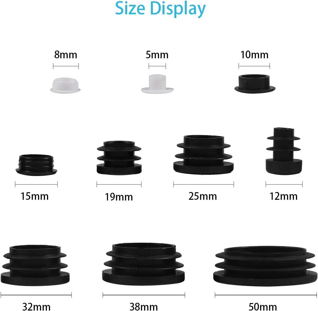 208 Pieces Mixed Sizes Round Plastic Plugs,Pipe Tubing End Cap, Round Plastic Tubing Plug, Durable Chair Glide for Chair Table Stool Leg,Pipe,Round Plastic Tubing,Tube Pipe Hole (Round) - - 