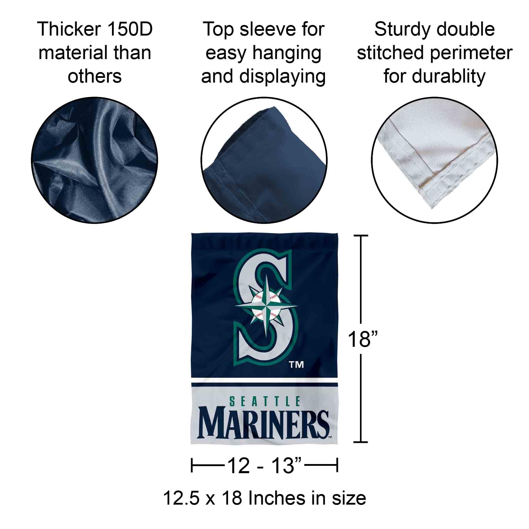 Drapeau Jardin Seattle Baseball - Support Inclus 101cm