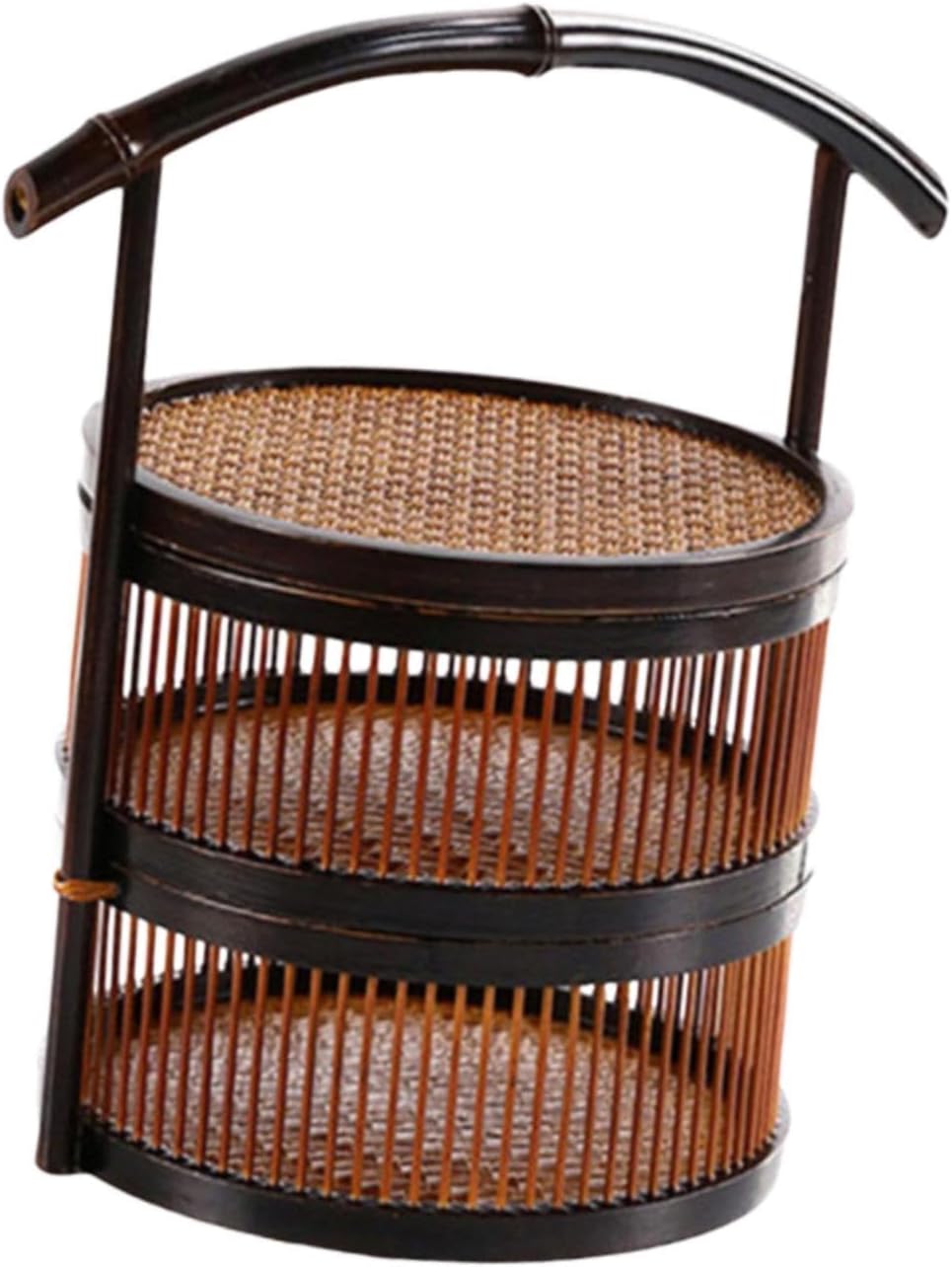 MYCENSE 竹製バスケット、食品保存容器、トップハンドル付き手編み、ピクニックバスケットギフト包装、お茶、食品、、ペストリー、ラ