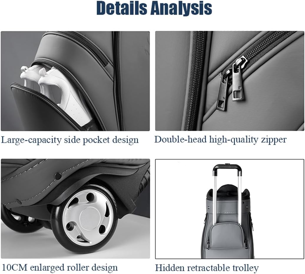 Golf Club Cart Bags for Men, Hidden Lever Golf Transport Cart Bag, Waterproof Carry Bag with Built in Wheels/Handle for Driving Range