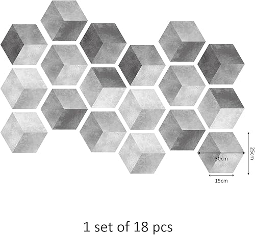 Miniatura 4 de funlife 18 tablones hexagonales grandes de vinilo de lujo, azulejos con aspecto de piedra, despegar y pegar, impermeables, autoadhesivas, suelos de