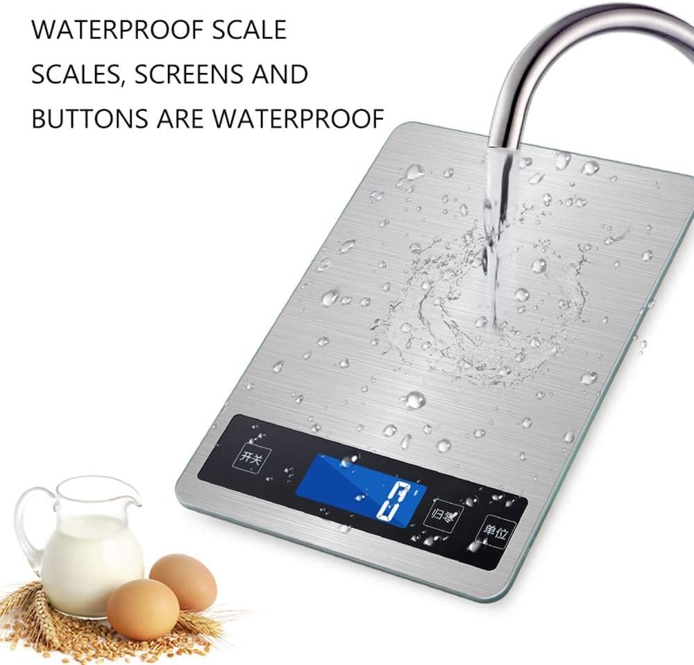 Báscula de Cocina Báscula electrónica para repostería doméstica Modelo Triple Báscula de Alimentos Mini de precisión Recargable a Prueba de Agua (15 kg/1 g)