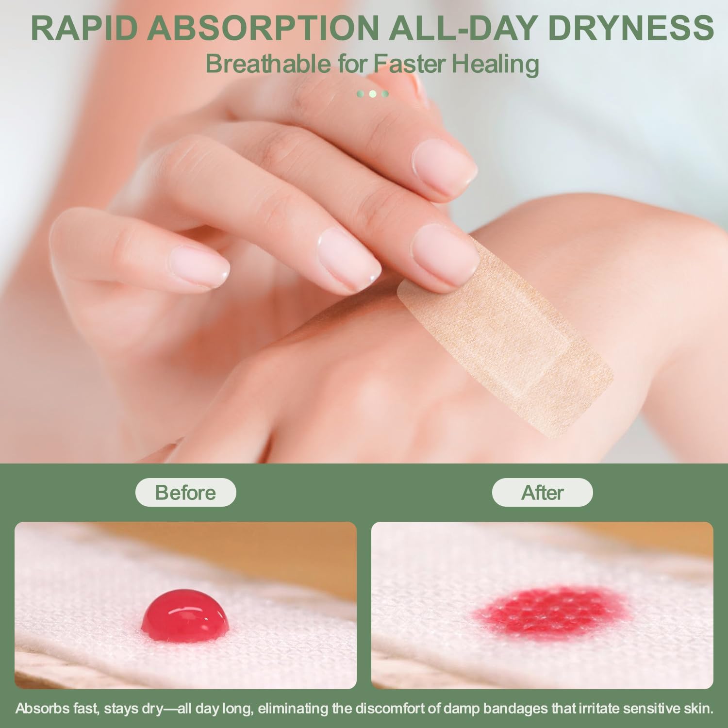 Silicone Bandages Assorted Sizes for Sensitive Fragile Skin 60 Counts + 1.63" x 4" 40 Counts