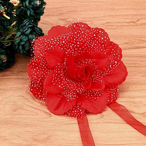 Tuscom Rose Flower Curtain Tieback(17×3Cm), (Peony/Red) #TOP3