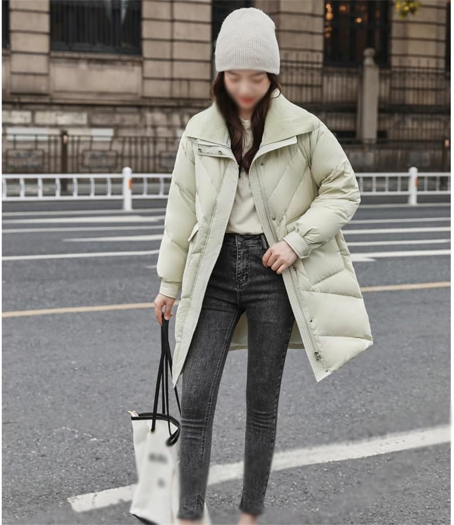 Down Jacket Women's Winter Medium-length Korean Version Of 90 White Duck Clothing Stand-up Collar