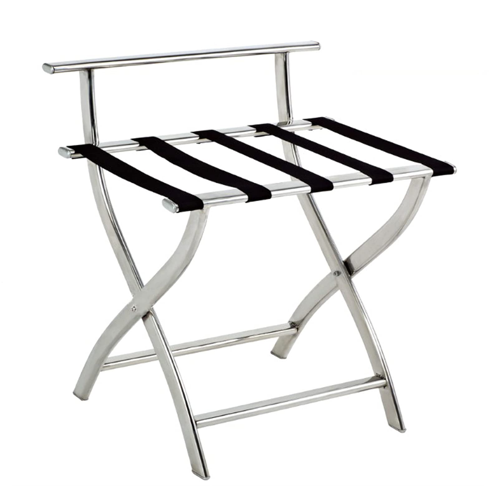 Stainless Steel Luggage Racks for Guest Room Hotel Folding Luggage Holder for Suitcases Suitcase Luggage Stand with Back Home Bedroom Bag Suitcase Holder, No Assembly Required (Color : A)