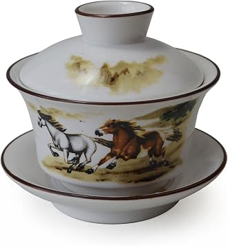 Gaiwan 5 oz/150 ml الخزف الأبيض سانكاي مجموعة فنجان الشاي غطاء تورين حظا سعيدا النجاح في المستقبل