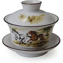GDLK Gaiwan Teacups Chinese Tea Cup Tureen Success Sancai Cover Bowl Gongfu Tea Set Horse