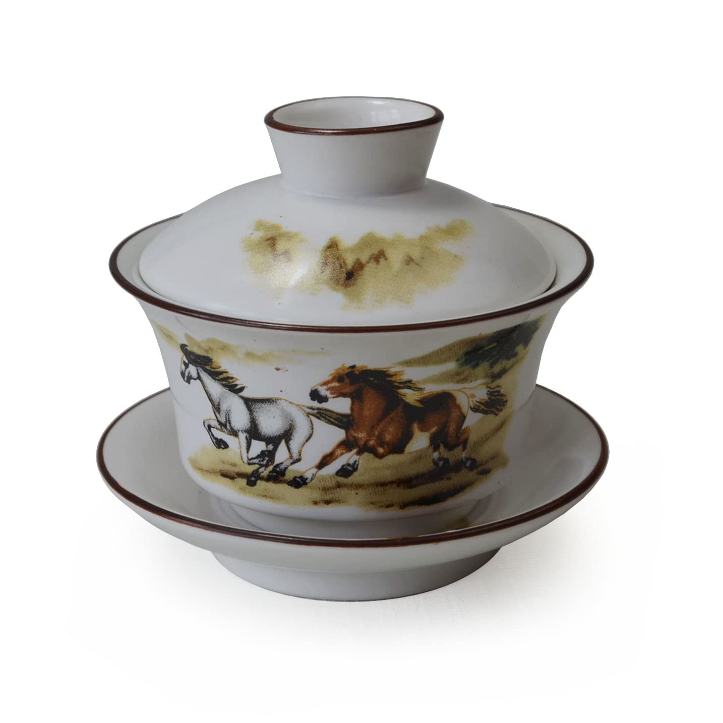 Gaiwan Teacups Chiński kubek do herbaty Tureen Success Sancai Cover Bowl Gongfu Tea Set (Horse)