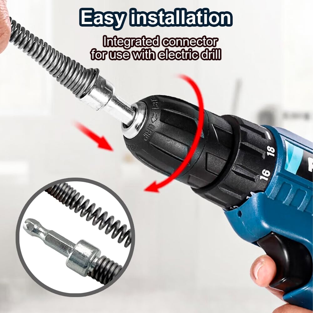 Rohrreinigungsspirale 10mm X 1m - Abflussreiniger Mit Bohraufsatz Für Toilette & Küche