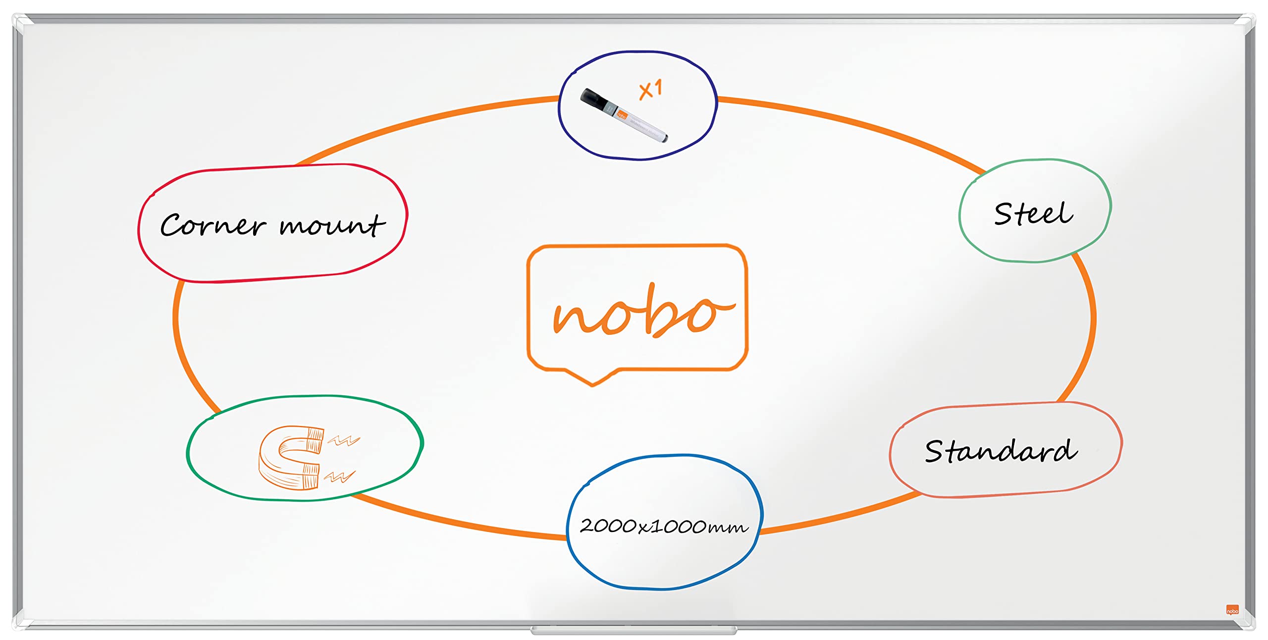Nobo Premium Plus Steel Magnetic Whiteboard 2000x1000mm 1915162