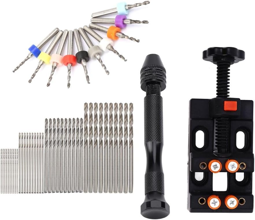 60 Pcs Pin Vise Set with HSS Drill Bits 0.3-3.0mm – Adjustable Chuck Hand Drill Tools for DIY Jewelry, Resin and Model Building