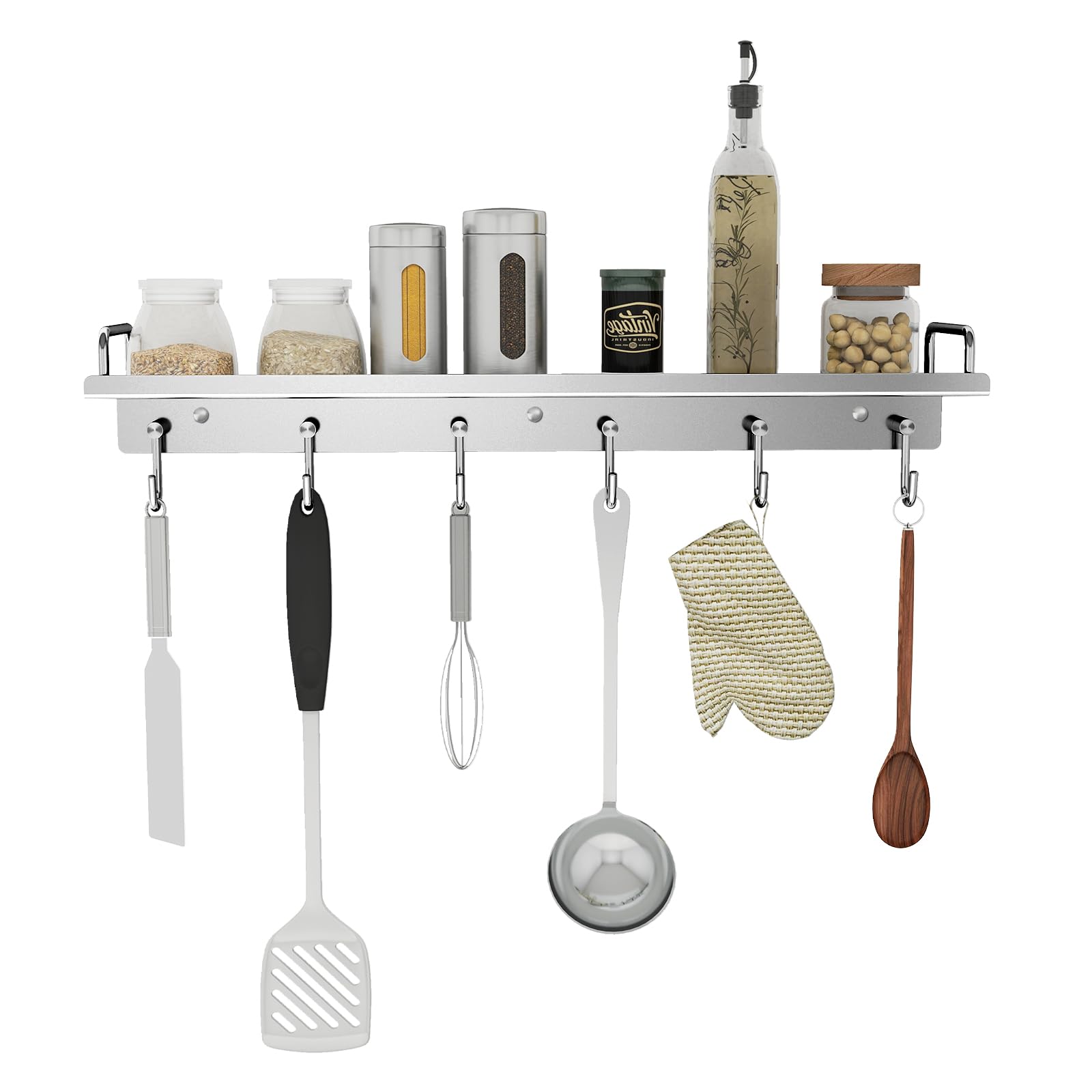 Amazon.com: Audmore Kitchen Utensil Rack, 19.7 inch Spice Rack with 6 ...