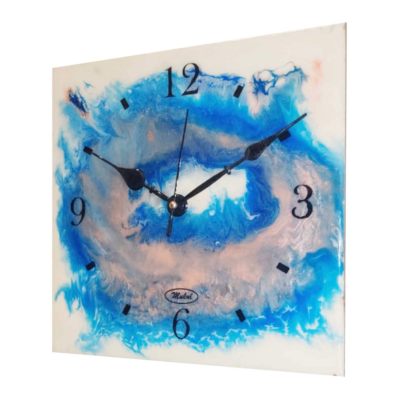 Riyan Wood Hand Crafted Square Epoxy Resin Wall Clock for Home Decor