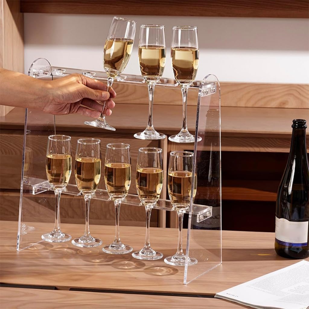 Stemwares Stand Holder Acrylic Clear for Glasses Storage Elegant 2 Layer Designs Perfect For Home Or Kitchen Use