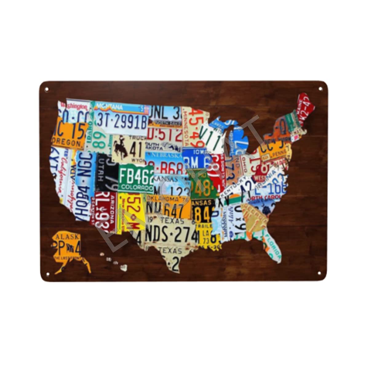 Vintage Metal Tin Sign License Plate Map Of The United States Usa Home Living Room Porch Decor Gifts Wall Decor Shed Office Craft Room Living Room 12x8 Inch Custom Private Property Signs Outdoor