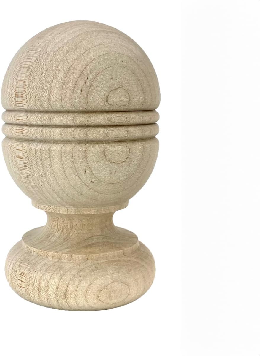 Twisp Beaded Style Interior Finial, in White Oak, by Island Post Cap. 5 1/4" Tall x 3 1/16" Wide. No Hardware. Ready to Paint Or Stain. Bed Post Finials, Staircase Newel Posts. 1 PC.