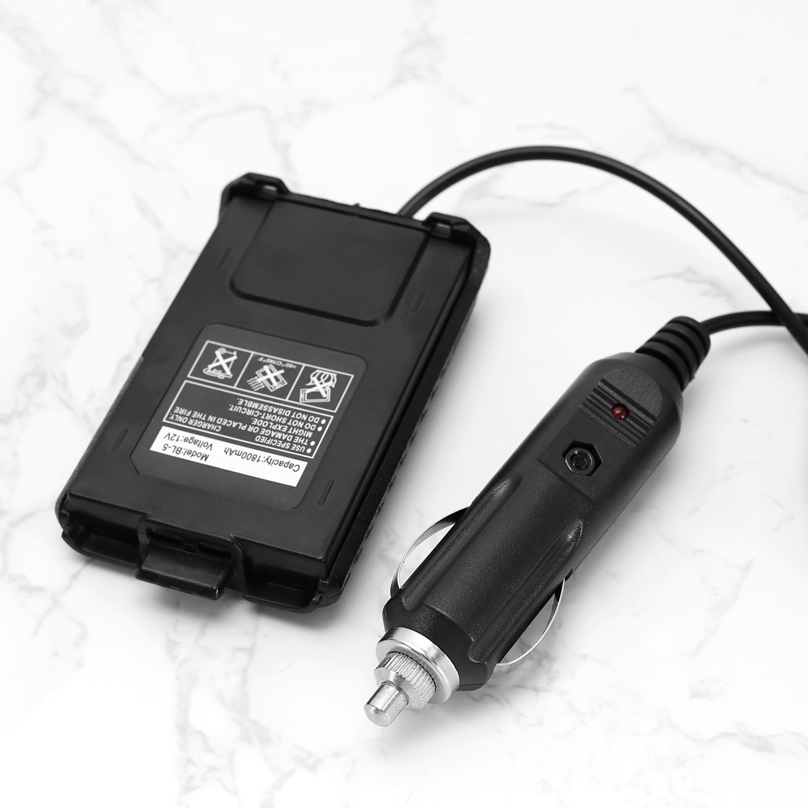 ECSiNG Adattatore di Alimentazione per Auto Baofeng UV-5R 12V Nero