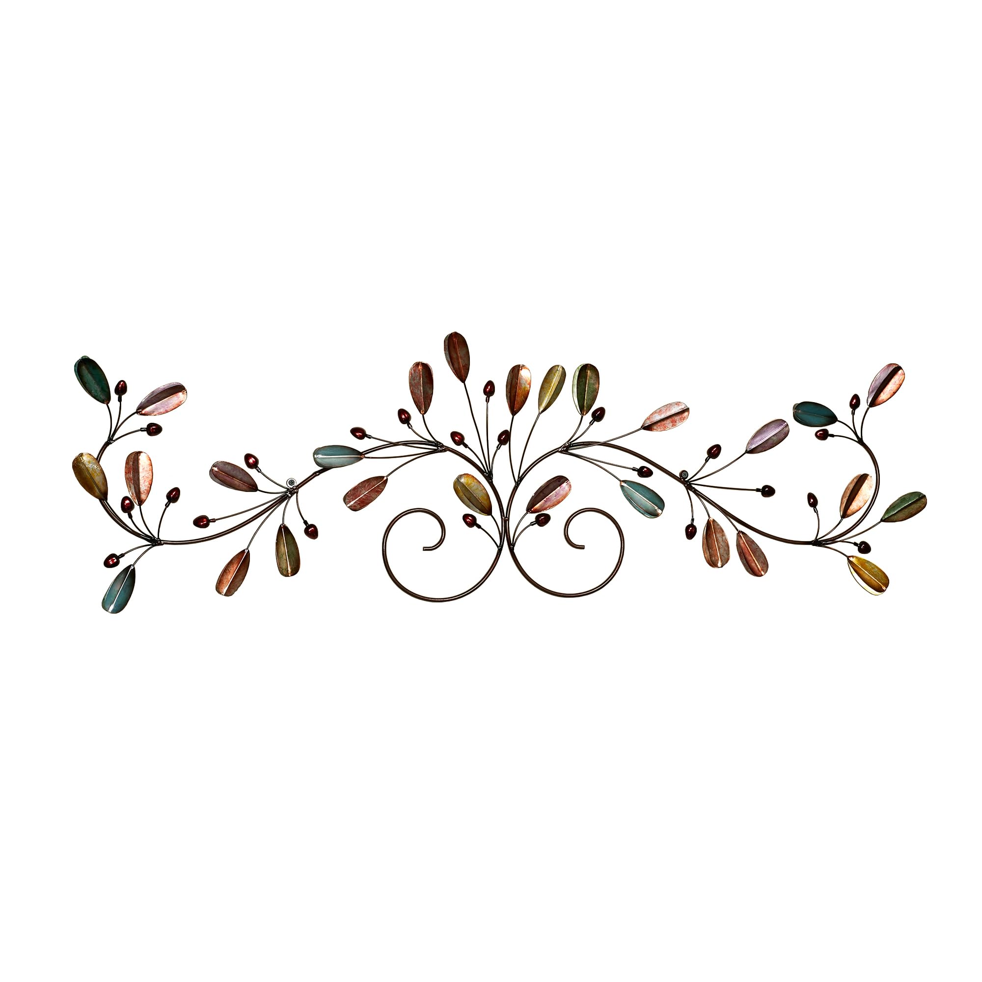 Touch of Class Candelaria Wall Grille - Multi Jewel Color - Metal Sculpture Decor for Over Door - Horizontal Art for Bedroom, Living Room, Kitchen - Scrolling Leaf Design