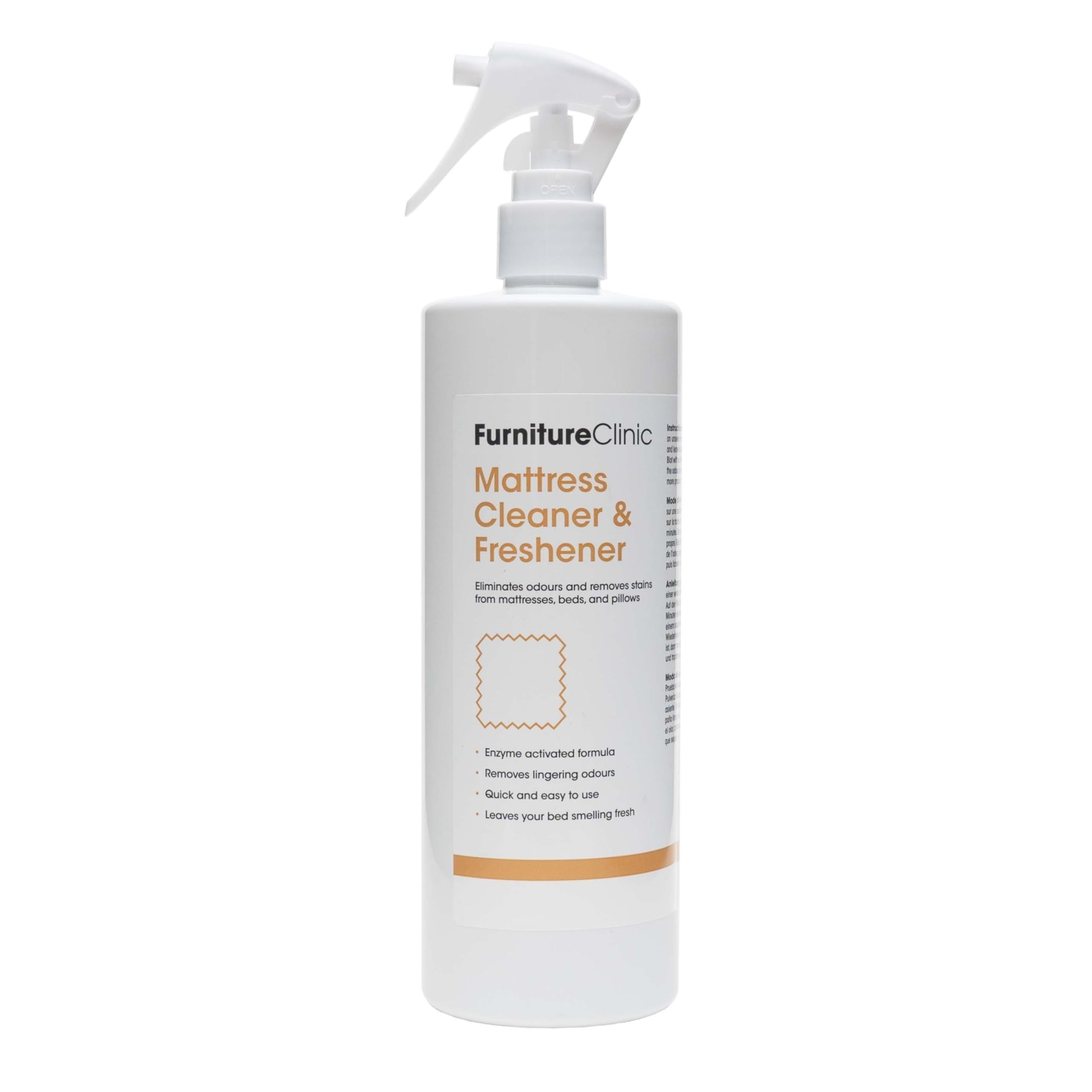 Furniture Clinic Mattress Cleaner & Freshener - Odour Eliminator & Deodoriser - Eliminates Odours and Removes Stains - Enzyme Cleaner - Urine Neutraliser - For All Mattresses, Beds, & Pillows - 500ml