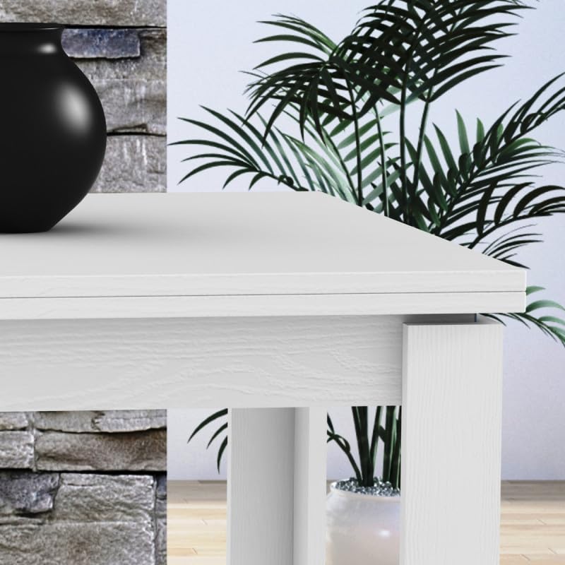 Yellowshop | Tavolo quadrato allungabile a libro “Rodi” Bianco Frassinato, Made in Italy, piano spessore 22 mm, apertura facile - 80x80 cm (chiuso) 160x80cm (aperto)