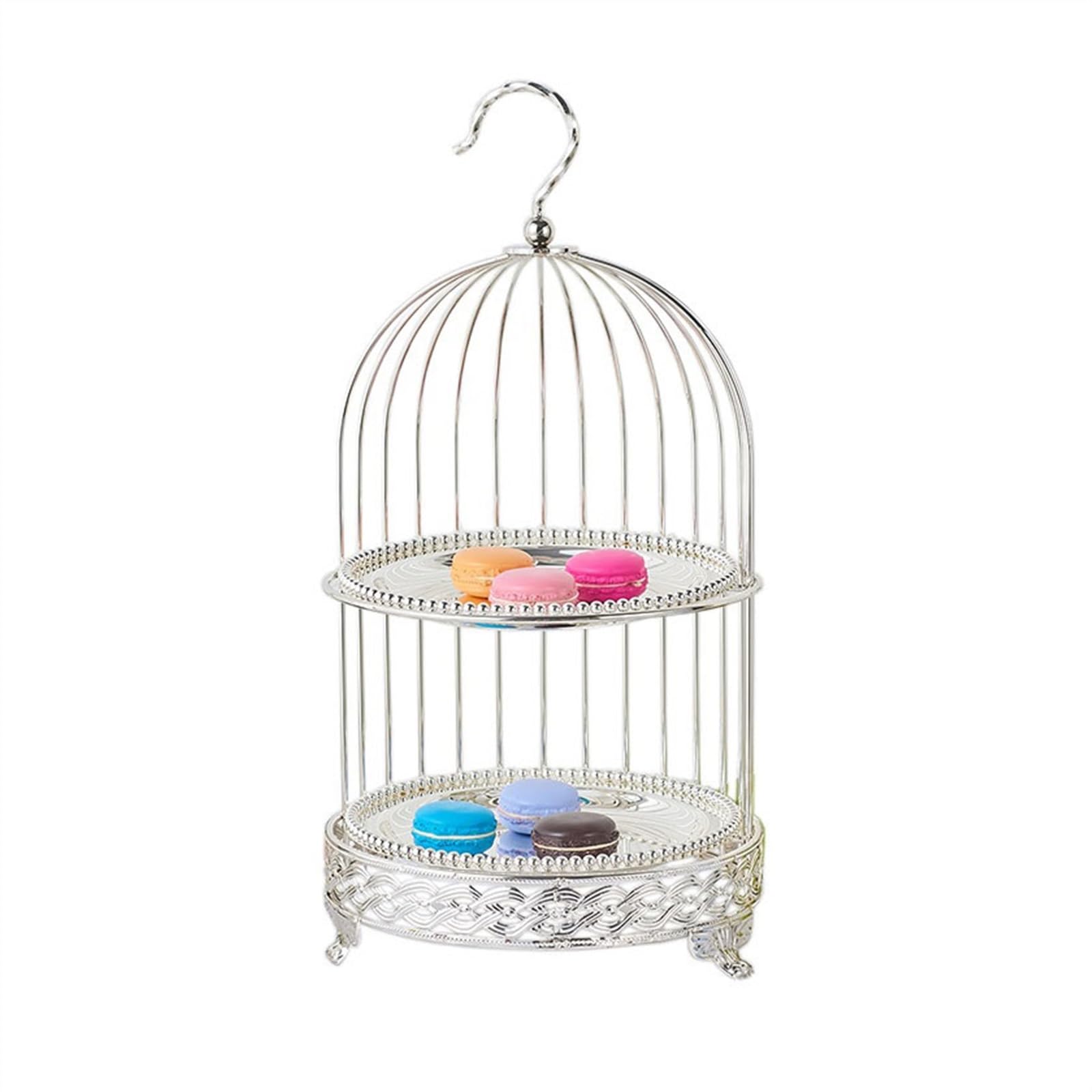 Bx9rE7tK3g Cake Stand Creative European Double-layer Bird Cage Cake Rack Wedding Party Banquet Dessert Dim Sum Cake Display Stand