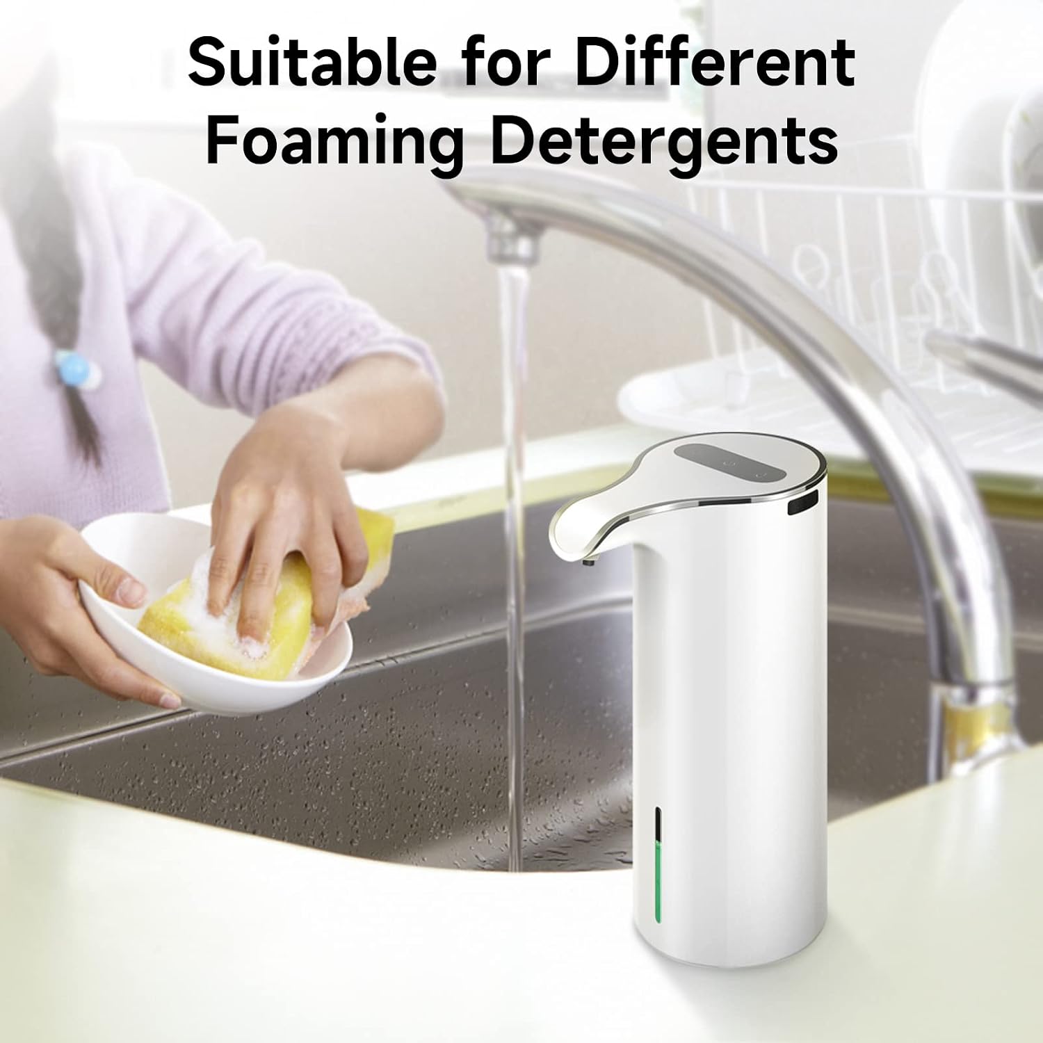 Automatic Touchless Soap Dispenser, Oyye 15.37oz/450ml Rechargeable Electric Foaming Soap Dispenser with Adjustable Switches Infrared Motion Sensor, Suitable for Bathroom/Kitchen/Office/Hotel