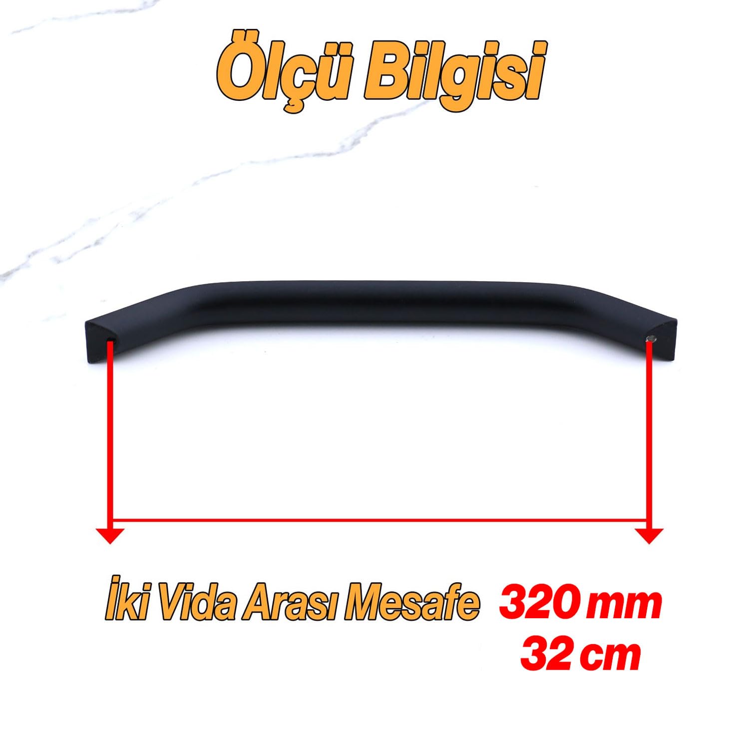Şahin 320 mm Siyah Metal Kulp Çekmece Dolap Kolu Mobilya Mutfak Dolabı Kapak Kulpları Kulpu