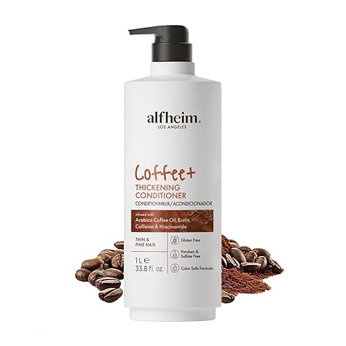 ALFHEIM Coffee+ Acondicionador para el cabello espesante  Aceite de café arábica + cafeína y niacinamida  Espesa y revive el cabello delgado y débil