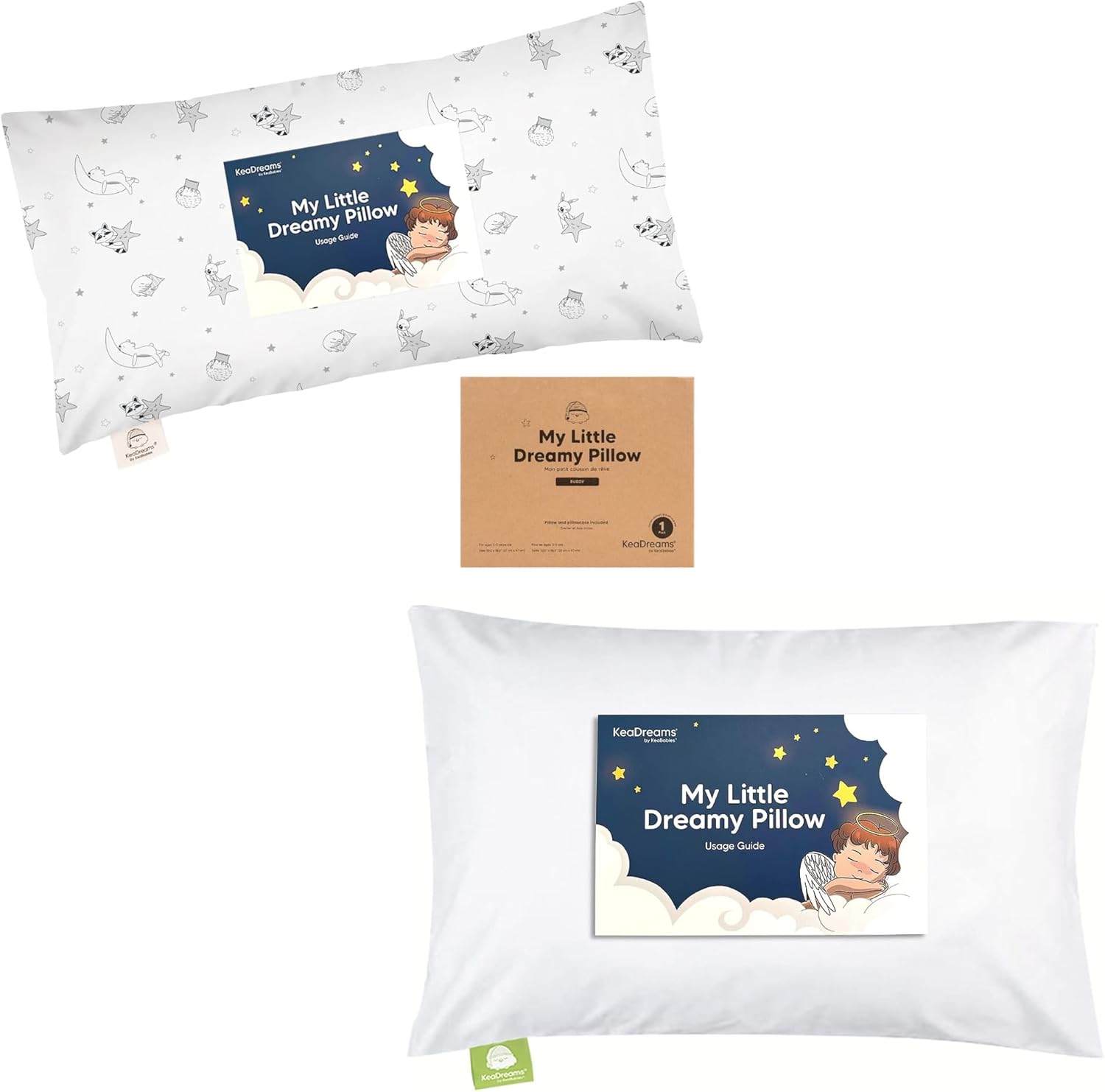 KeaBabies Toddler Pillow with Pillowcase & 13x18 My Little Dreamy Pillow - 10x18 My Little Dreamy Pillow, Organic Toddler Pillow for Sleeping - Organic Cotton Toddler Pillows for Sleeping -Kids Pillow