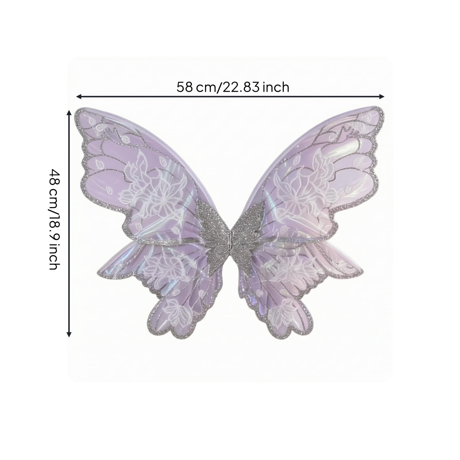 Foglie Volanti con Glitter | Glitterate, Alucce in Tulle, Brillantinato, Costume, per Carnevale, Recite Scolastiche, Cosplayer, Argento