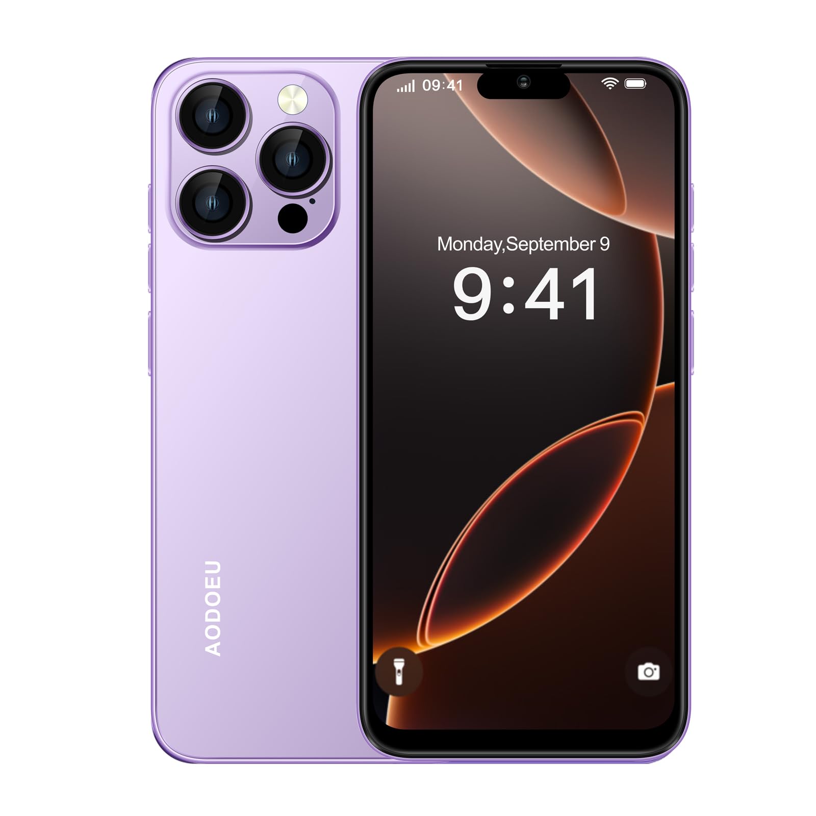AODOEU Telephone Portable Pas Cher Android 14-6 Go +128Go/TF 1To Smartphone Pas Cher, 6,56" HD+, 21MP+8MP, Smartphone Débloqué, Téléphone 4G Dual SIM/GPS/Face ID/OTG-Bleu-Violet