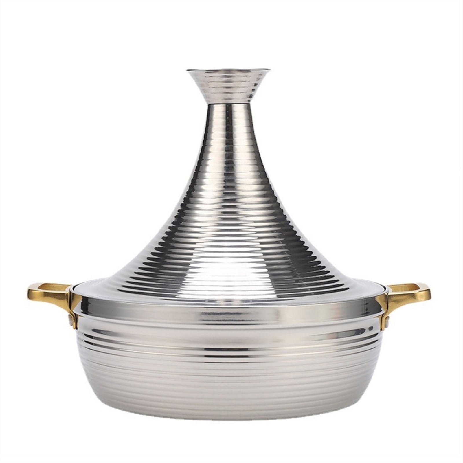 Tajine Marroqui para Cocinando Tres Capas de Acero con Cónico Tapa Adecuado para Hotel, Restaurante y Hogar Usar Tajine Induccion(Color:Silver,Size:24cm)
