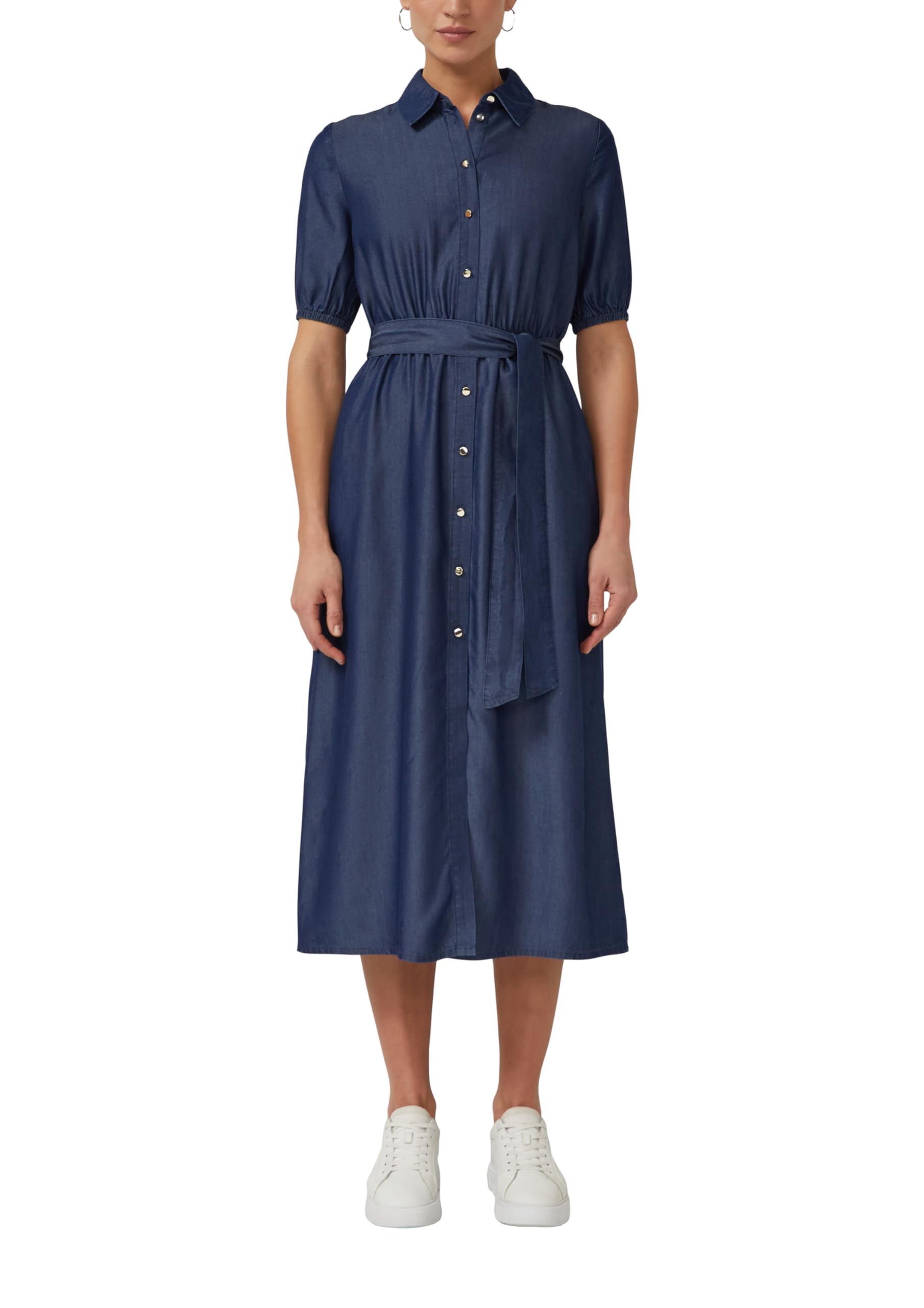 s.Oliver Midi-Hemdblusenkleid aus Lyocell mit Bindegürtel