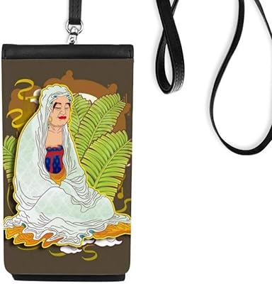 Eighteen Arhats Illustration Pattern Phone Wallet Purse Hanging Mobile Pouch Black Pocket