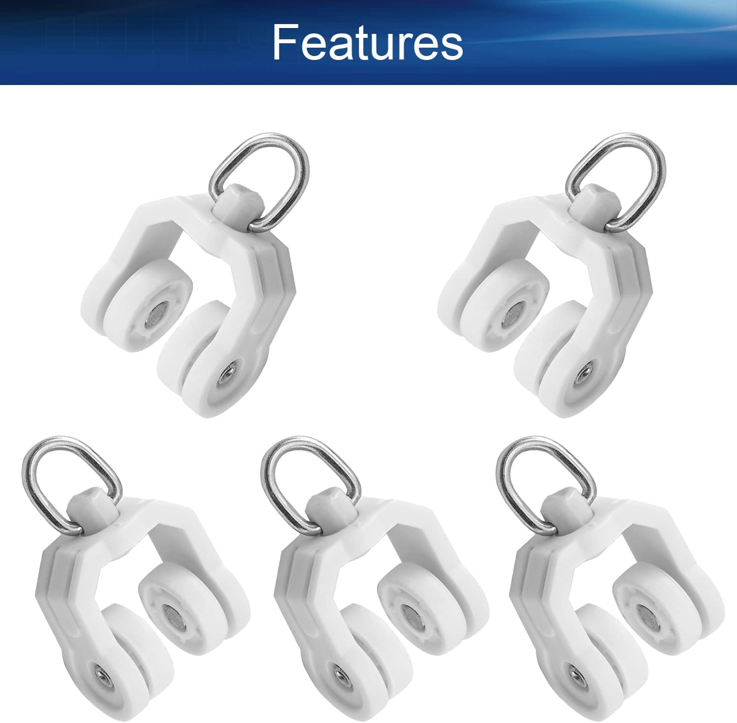 80Pcs Curtain Track Rollers Plastic Twin Wheeled Carriers Drapery Rail Sliding Glider for Windows Shower Curtain Tracks 0.55" Dia,