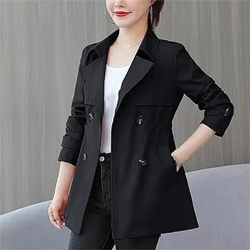 Amazon.com: Women's Short Trench Coat – Spring Fall Double