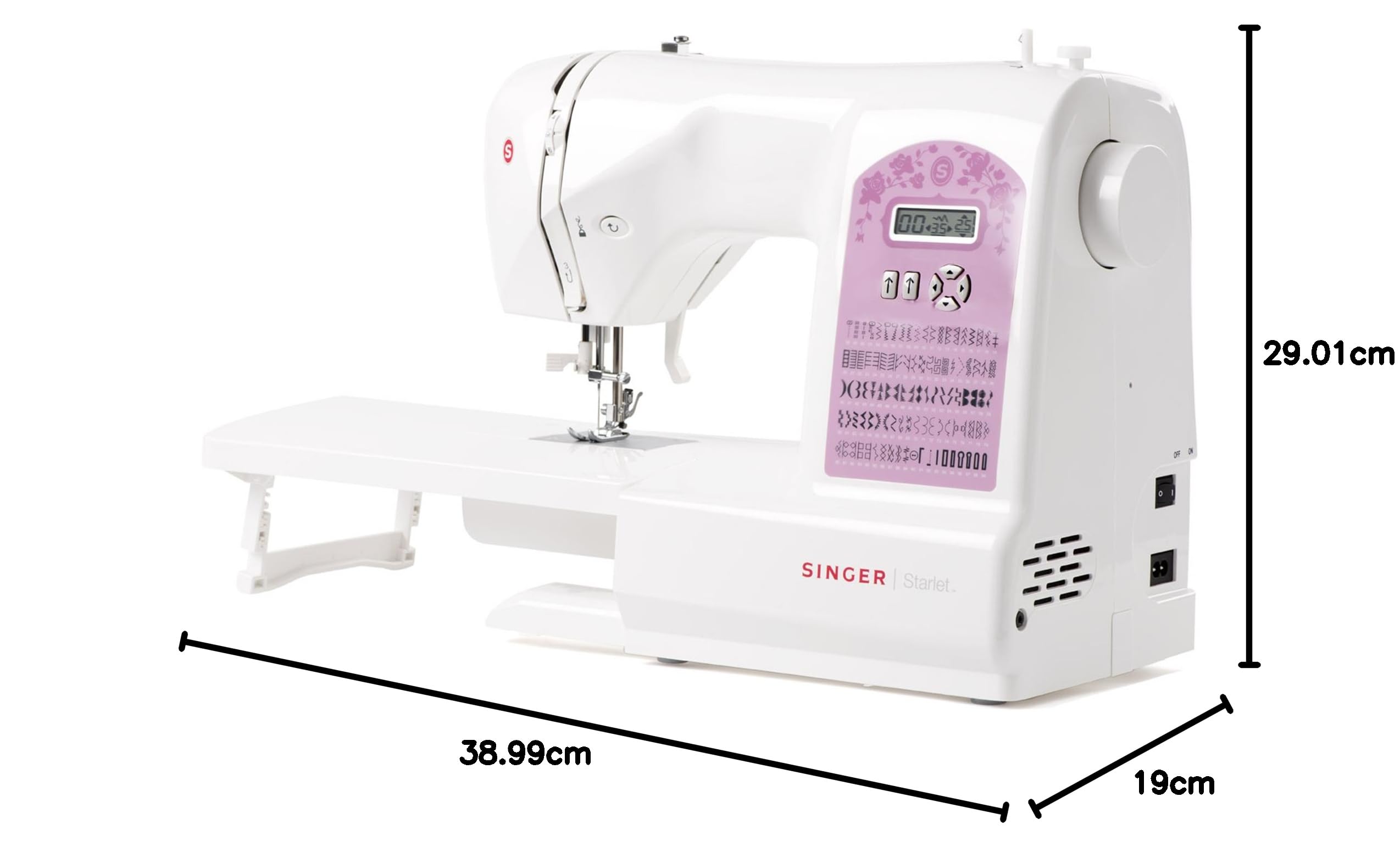 Singer Starlet 6699 - Macchina da cucire elettrica con 100 punti di cucito (utili, elastici, ornamentali), Quilt e patchwork, Automatica, display multifunzione - Custodia e tavolo prolunga Inclusi