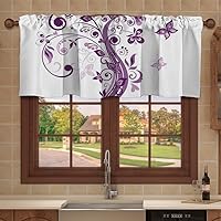 Vista 23 de Cortina cenefa, patrón japonés floral, cortinas de cocina, con bolsillo para cortina, cenefa de tratamiento para ventana de baño, 42 x 18 pulgadas