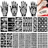VEVOQIM 342 Stück Glitzer Tattoo Schablonen Henna Schablonen, 17 Blätter...